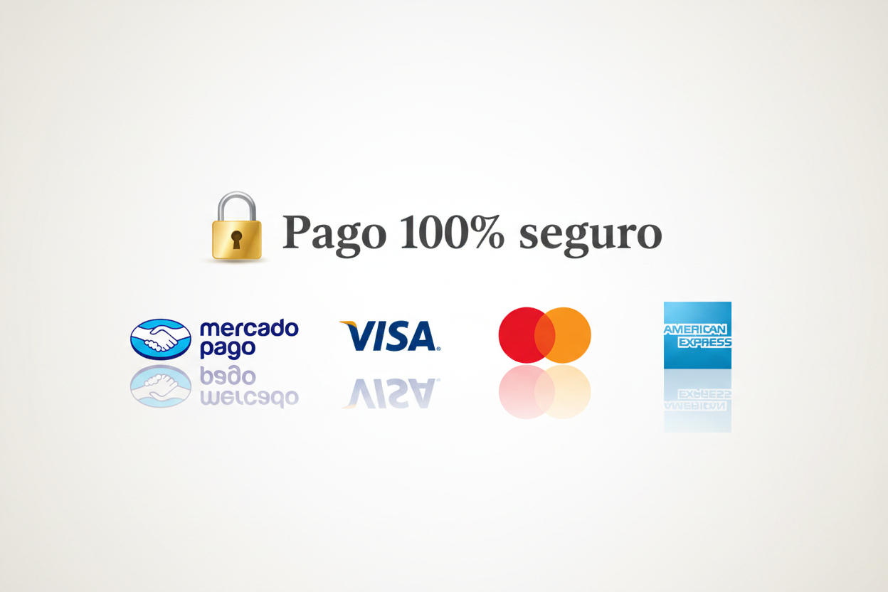 Pago 100% seguro - Banner elegante con reflejo